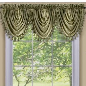 3PC Sage Waterfall Valance Window Curtain